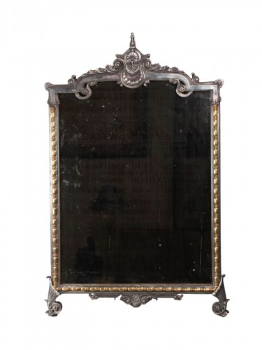 Neo-Greek mirror in silvered and gilded bronze