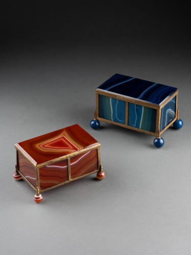 Paire de coffrets anciens en agate - Napoléon III