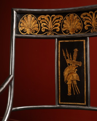 Fauteuil Restauration en acier poli - Sièges Style Louis-Philippe