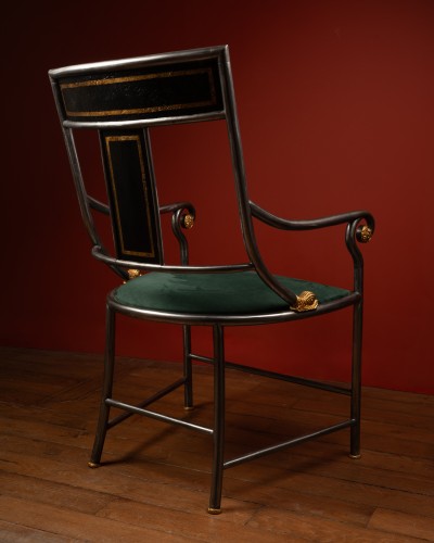 Fauteuil Restauration en acier poli - Galerie Lamy Chabolle