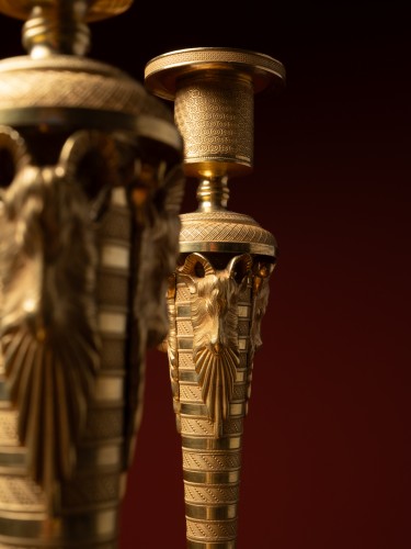 Flambeaux aux têtes de bélier, époque Empire russe - Luminaires Style 