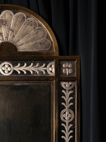 Paire de miroirs gravés à deux bras de lumière - Luminaires Style 