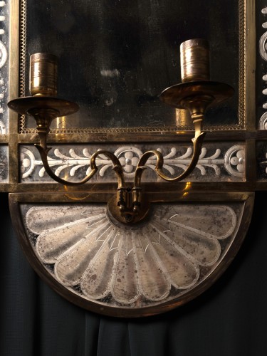 XXe siècle - Paire de miroirs gravés à deux bras de lumière