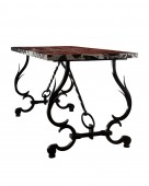 Table en fer forgé par Gilbert Poillerat avec plateau en marbre Grand Antique