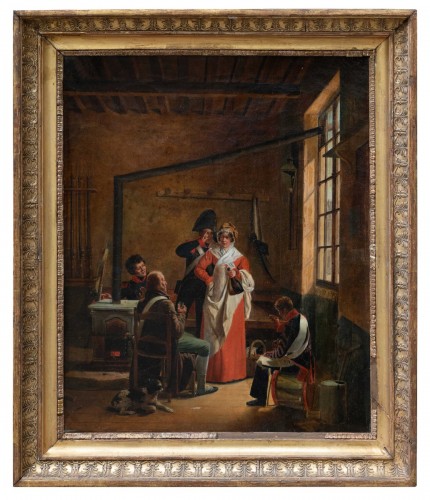 The Brandy Merchentess and Interrogation at the Guardhouse by Le Camus - Paintings & Drawings Style Restauration - Charles X