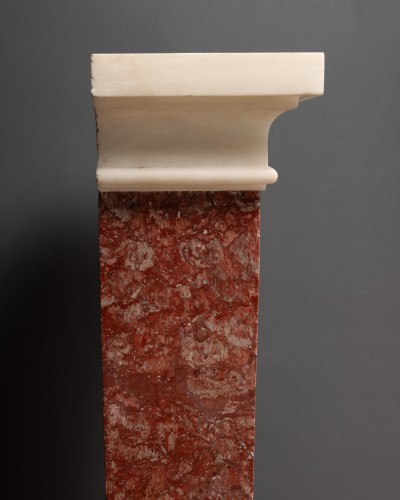 Objet de décoration Colonne Piédestal - Paire de gaines en marbres rose des Pyrénées et blanc de Saint-Béat