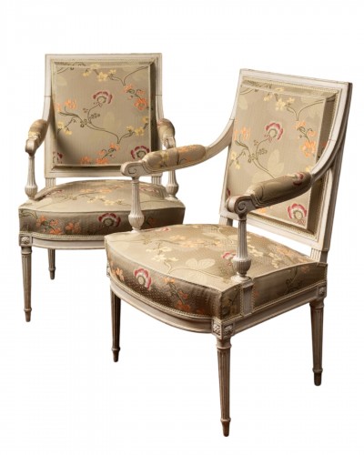 Pair of Louis XVI period armchairs stamped by Jean-Baptiste Boulard