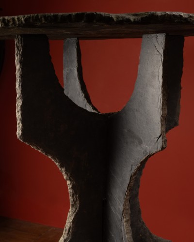 Deux guéridons en ardoise de Trélazé - Mobilier Style 