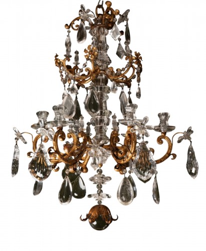 Rock Crystal and Fire-gilt metal Chandelier attributed to E. Baguès and G. 