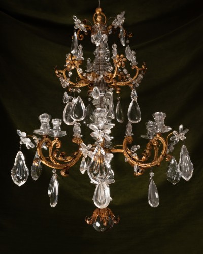 Lighting  - Rock Crystal and Fire-gilt metal Chandelier attributed to E. Baguès and G. 