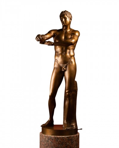 Bronze Apoxyomenos by Alessandro Nelli, after Lysippos