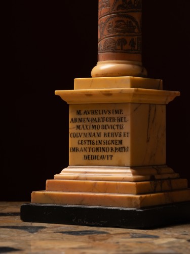 Curiosities  - Small-scale replica of the Column of Marcus Aurelius, in bronze and giallo 
