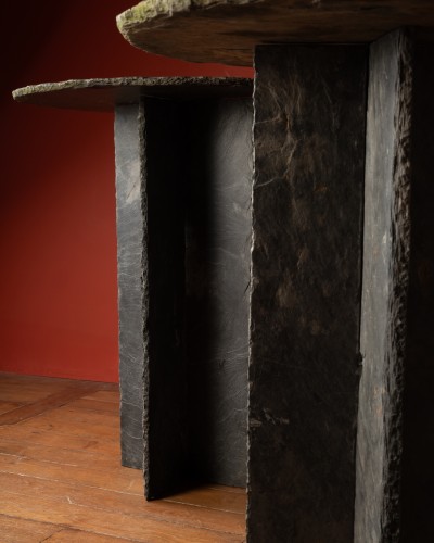 Paire de guéridons en ardoise de Trélazé - Mobilier Style 
