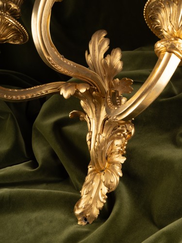 Lighting  - Set Of Four “Transition” Gilt Bronze Three-light Wall-lights