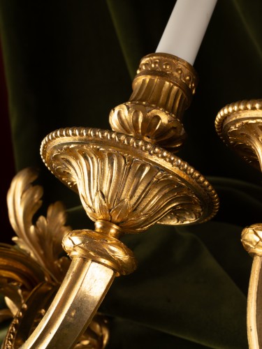 19th century - Set Of Four “Transition” Gilt Bronze Three-light Wall-lights