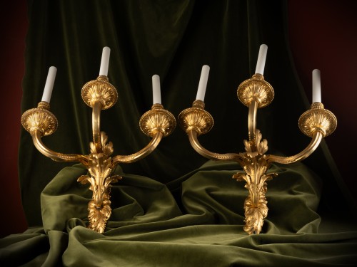 Set Of Four “Transition” Gilt Bronze Three-light Wall-lights - Transition