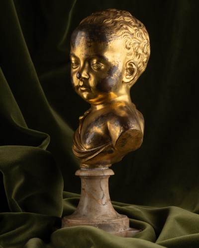 Gilt bronze Bust of a Child Price after Germain Pilon - Sculpture Style Louis XIV