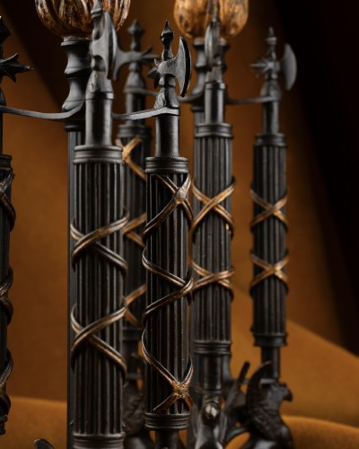 Paire de bougeoirs républicains en bronze patiné et doré - Luminaires Style Napoléon III