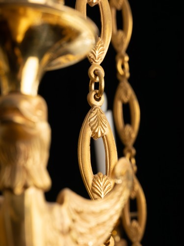 Lighting  - Russian Empire Twelve-light cut crystal and gilt bronze chandelier