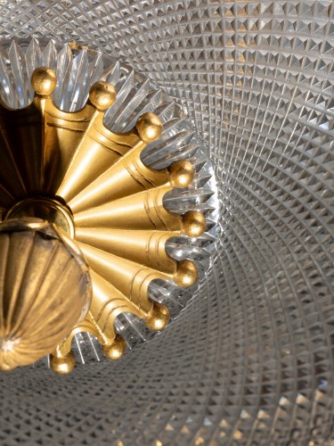 19th century - Russian Empire Twelve-light cut crystal and gilt bronze chandelier