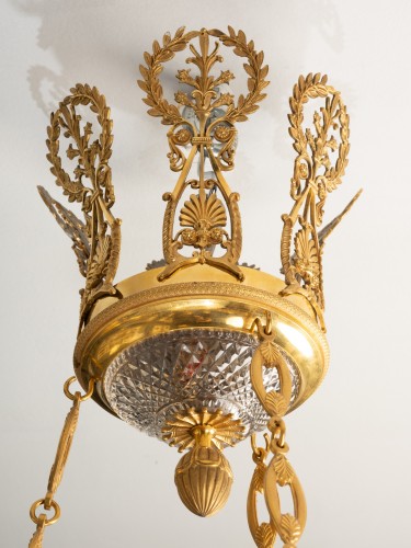 Antiquités - Russian Empire Twelve-light cut crystal and gilt bronze chandelier