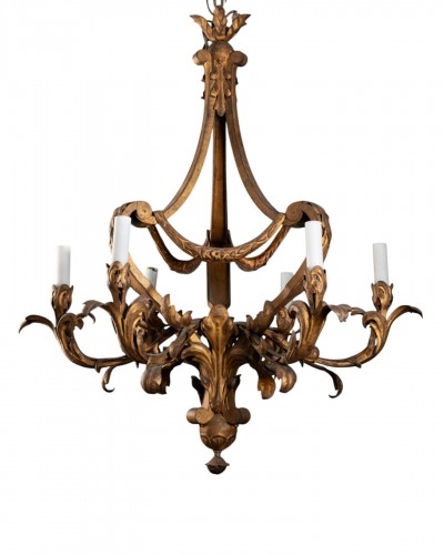 Early 20th century Gilt wrought iron Regency style chandelier