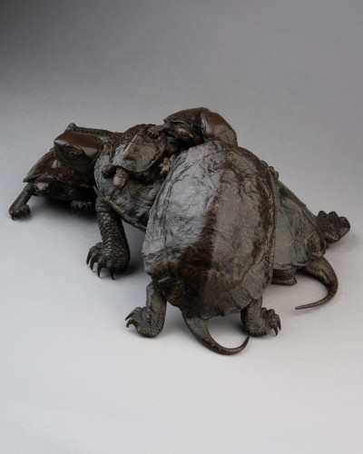 Five tortoises, signed by Murata Seimin - 