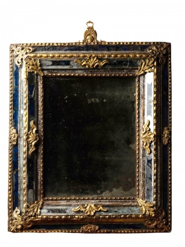 Miroir à parcloses en verre « saphir » de Murano