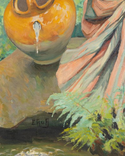 Paintings & Drawings  - Guadeloupean Woman with a Jug, by Emma Ruff (born in 1884)