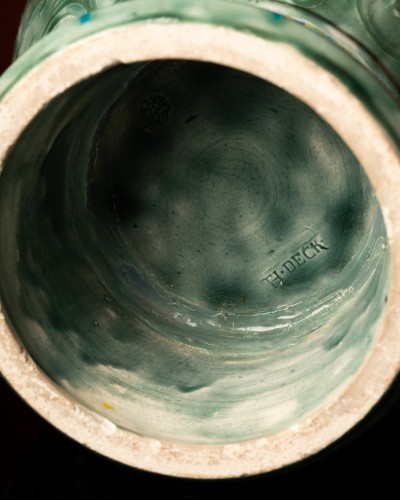 Porcelain & Faience  - A Large Celadon Vase By Théodore Deck, decoration attributed To Éléonore Escallier