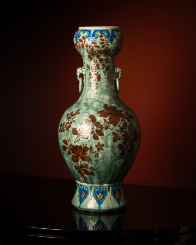 19th century - A Large Celadon Vase By Théodore Deck, decoration attributed To Éléonore Escallier