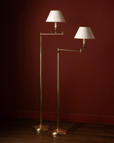 A Pair Of French Gilt Brass Articulated Lamps - 