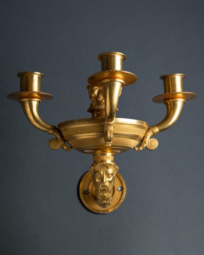 Paire d’appliques d’époque Empire Russe à tête de faune - Galerie Lamy Chabolle
