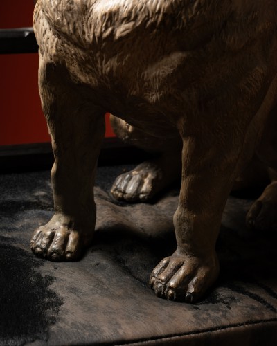 Céramiques, Porcelaines  - Bouledogue en terre cuite polychrome
