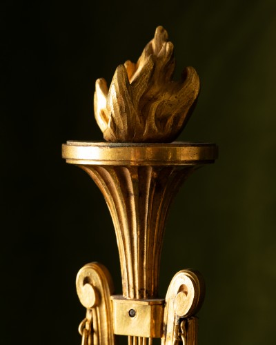 Lighting  - A Pair of Candlesticks with Gilt Serpents and Lyres