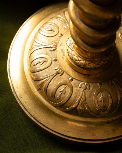 A Pair of Candlesticks with Gilt Serpents and Lyres - 