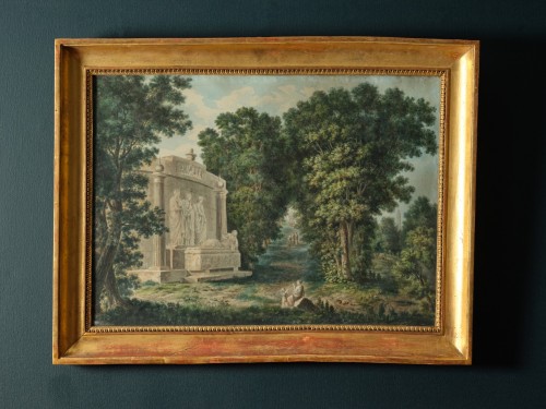 Paintings & Drawings  - View of the Garden of the Borghese Villa, by Fleury Épinat