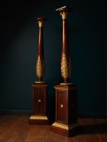 Paire de porte-torchères en acajou et bois doré - Objet de décoration Style Empire