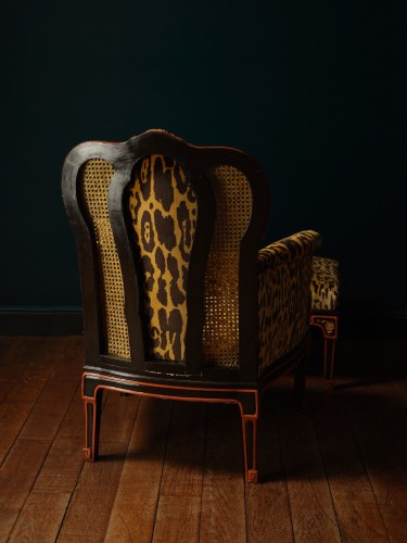Fauteuil-bergère sinisant et son tabouret, ca. 1900 - Sièges Style 