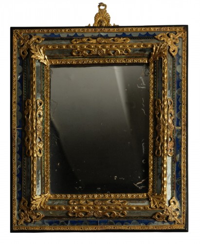 Miroir à parcloses en verre « saphir » de Murano