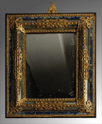 Miroir à parcloses en verre « saphir » de Murano - Miroirs, Trumeaux Style Régence