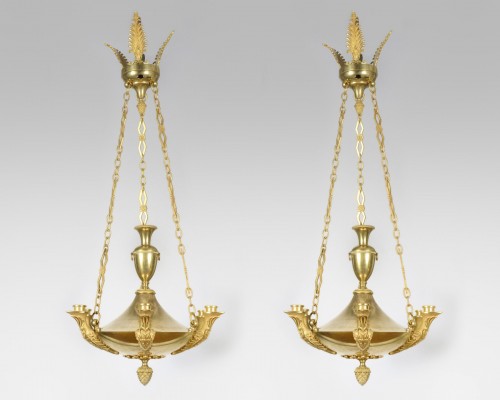 Paire de lustres, époque Empire - Luminaires Style Empire