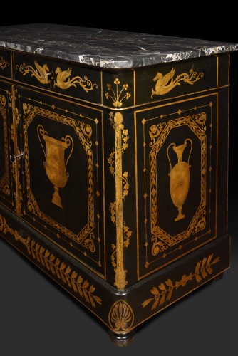 Regency penwork comode - England, circa 1820 - Furniture Style Restauration - Charles X