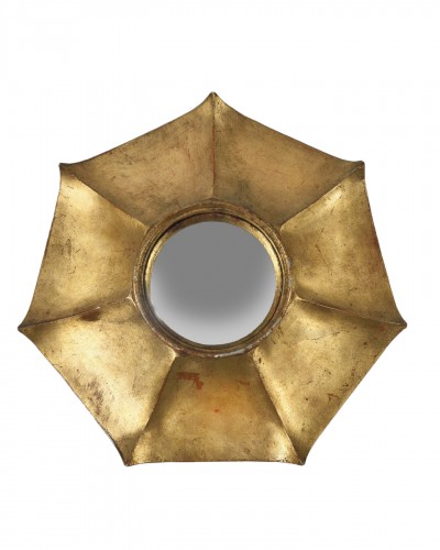 Miroir sorcière en fonte d'aluminum dorée