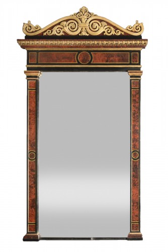 Wooden mirror painted in trompe l&#039;oeil , Genoa 1820s-1830s