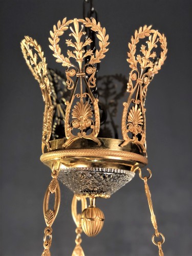 Lighting  - Chandelier in cut crystal and gilt bronze St Petersburg circa 1820 