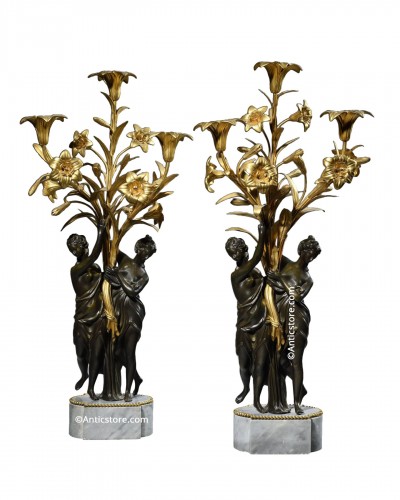 Pair of Louis XVI style candelabras After Etienne Maurice Falconet 