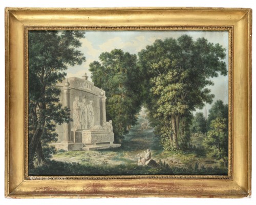 19th century  French school - Landscape with a Tomb 