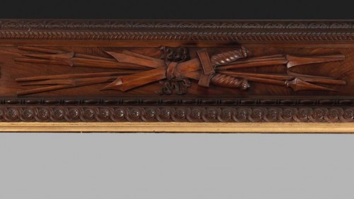 Mirrors, Trumeau  - Pietro Giusti (1822-1878) - Walnut frame carved with military attributes