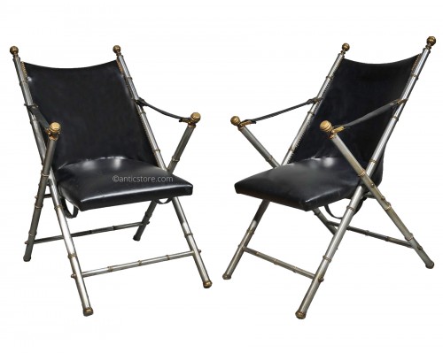  Maison Jansen - pair of folding armchairs - circa 1950